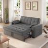 Aiho Convertible Sofa Bed with Storage Armrest & Adjustable Backrest, Pull out Sofa Bed for Living Room, Bedroom, Dark Gray