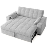 Asofer 3 in 1 Convertible Sofa Bed with Pull Out Couch, Storage armrests, Adjustable Backrest, Light Grey