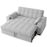 Asofer Sofa Bed, Loveseat Sofabed with Pull Out Couch, 3 in 1 Linen Fabric Futon Couches for Living Room Furniture, Full Size (Light Gray）)