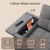Aiho Convertible Sofa Bed with Storage Armrest & Adjustable Backrest, Pull out Sofa Bed for Living Room, Bedroom, Dark Gray