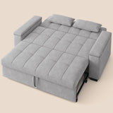 Asofer Sofa Bed, Loveseat Sofabed with Pull Out Couch, 3 in 1 Linen Fabric Futon Couches for Living Room Furniture, Full Size (Light Gray）)
