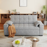 Asofer Sofa Bed, Loveseat Sofabed with Pull Out Couch, 3 in 1 Linen Fabric Futon Couches for Living Room Furniture, Full Size (Light Gray）)