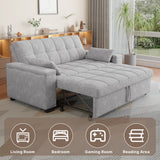 Asofer Sofa Bed, Loveseat Sofabed with Pull Out Couch, 3 in 1 Linen Fabric Futon Couches for Living Room Furniture, Full Size (Light Gray）)