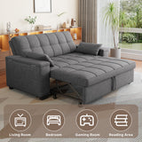Aiho Convertible Sofa Bed with Storage Armrest & Adjustable Backrest, Pull out Sofa Bed for Living Room, Bedroom, Dark Gray