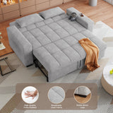 Asofer Sofa Bed, Loveseat Sofabed with Pull Out Couch, 3 in 1 Linen Fabric Futon Couches for Living Room Furniture, Full Size (Light Gray）)