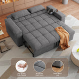 Aiho Convertible Sofa Bed with Storage Armrest & Adjustable Backrest, Pull out Sofa Bed for Living Room, Bedroom, Dark Gray