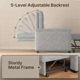 Asofer Sofa Bed, Loveseat Sofabed with Pull Out Couch, 3 in 1 Linen Fabric Futon Couches for Living Room Furniture, Full Size (Light Gray）)