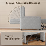Asofer 3 in 1 Convertible Sofa Bed with Pull Out Couch, Storage armrests, Adjustable Backrest, Light Grey