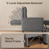 Aiho Convertible Sofa Bed with Storage Armrest & Adjustable Backrest, Pull out Sofa Bed for Living Room, Bedroom, Dark Gray