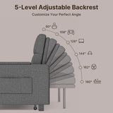 Sofa Bed Chair, Asofer 3-in-1 Convertible Sleeper Sofa with Storage, Adjustable Backrest for Small Space, Apartment, Dark Grey
