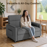 Sofa Bed Chair, Asofer 3-in-1 Convertible Sleeper Sofa with Storage, Adjustable Backrest for Small Space, Apartment, Dark Grey