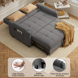 Sofa Bed Chair, Asofer 3-in-1 Convertible Sleeper Sofa with Storage, Adjustable Backrest for Small Space, Apartment, Dark Grey