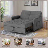 Sofa Bed Chair, Asofer 3-in-1 Convertible Sleeper Sofa with Storage, Adjustable Backrest for Small Space, Apartment, Dark Grey