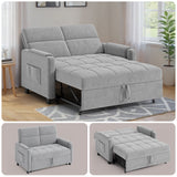 Sofa Bed Chair, Asofer 3-in-1 Convertible Sleeper Sofa with Storage, Adjustable Backrest for Small Space, Apartment, Light Gray