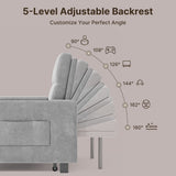 Sofa Bed Chair, Asofer 3-in-1 Convertible Sleeper Sofa with Storage, Adjustable Backrest for Small Space, Apartment, Light Gray
