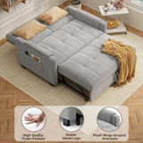 Sofa Bed Chair, Asofer 3-in-1 Convertible Sleeper Sofa with Storage, Adjustable Backrest for Small Space, Apartment, Light Gray