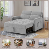 Sofa Bed Chair, Asofer 3-in-1 Convertible Sleeper Sofa with Storage, Adjustable Backrest for Small Space, Apartment, Light Gray
