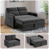 Aiho 3-in-1 Convertible Sofa Bed Chair w/ Storage & Adjustable Backrest - Space-Saving Sleeper for Small Apartments , Velvet Grey
