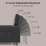 Sofa Bed Chair, Asofer 3-in-1 Convertible Sleeper Sofa with Storage, Adjustable Backrest for Small Space, Apartment, Velvet Grey