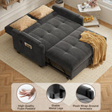 Sofa Bed Chair, Asofer 3-in-1 Convertible Sleeper Sofa with Storage, Adjustable Backrest for Small Space, Apartment, Velvet Grey