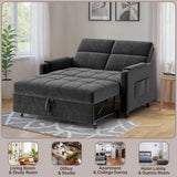 Sofa Bed Chair, Asofer 3-in-1 Convertible Sleeper Sofa with Storage, Adjustable Backrest for Small Space, Apartment, Velvet Grey