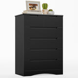 Asofer 6 Drawer Dresser, Chest of Drawers with Large Storage, Dresser for Bedroom, Hallway, Black
