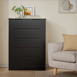 Asofer 44 Inch 6-Drawer Dresser, Wide Storage Cabinet, Sturdy MDF Modern Chest of Drawers, Black