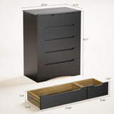 Asofer 44 Inch 6-Drawer Dresser, Wide Storage Cabinet, Sturdy MDF Modern Chest of Drawers, Black