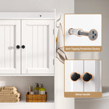 Over The Toilet Storage Cabinet with 2 Doors, Paper Holder and Racks, Adjustable Shelf, Bottom Bar, for Bathroom, Laundry - White
