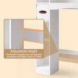 Over The Toilet Storage Cabinet with 2 Doors, Paper Holder and Racks, Adjustable Shelf, Bottom Bar, for Bathroom, Laundry - White