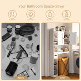 Over The Toilet Storage Cabinet with 2 Doors, Paper Holder and Racks, Adjustable Shelf, Bottom Bar, for Bathroom, Laundry - White