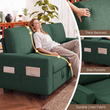 80" Convertible Sleeper Sofa Bed, Asofer Pull Out Couch with Reversible Storage Chaise, 3-Seater Sectional Couches for Small Space, Apartment & Living Room, Green