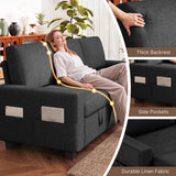 80" Convertible Sleeper Sofa Bed, Asofer Pull Out Couch with Reversible Storage Chaise, 3-Seater Sectional Couches for Small Space, Apartment & Living Room, Black