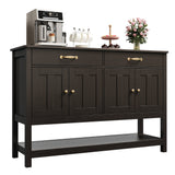 47" Console Table with Drawers, Wood Entryway Table Hallway Table with 2 Drawe, 4 Doors and Open Storage, Sofa Table for Living Room, Foyer and Corridor - Drak Brown