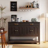 47" Console Table with Drawers, Wood Entryway Table Hallway Table with 2 Drawe, 4 Doors and Open Storage, Sofa Table for Living Room, Foyer and Corridor - Drak Brown