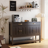 47" Console Table with Drawers, Wood Entryway Table Hallway Table with 2 Drawe, 4 Doors and Open Storage, Sofa Table for Living Room, Foyer and Corridor - Drak Brown