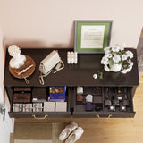 47" Console Table with Drawers, Wood Entryway Table Hallway Table with 2 Drawe, 4 Doors and Open Storage, Sofa Table for Living Room, Foyer and Corridor - Drak Brown