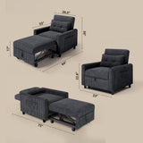 Asofer 3-in-1 Convertible Sofa Bed with Adjustable Backrest, Corduroy Sofa Chair for Living Room, Office, Dark Grey