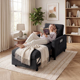 Asofer 3-in-1 Convertible Sofa Bed with Adjustable Backrest, Corduroy Sofa Chair for Living Room, Office, Dark Grey