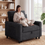 Asofer 3-in-1 Convertible Sofa Bed with Adjustable Backrest, Corduroy Sofa Chair for Living Room, Office, Dark Grey