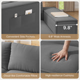 80" Loveseat Sectional Sofa, Asofer L-Shaped Corduroy Upholstered Couch With Ottoman for Living Room, No Assembly Boneless Sofa, Black
