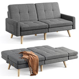 Futon Sofa Bed, Lofka 70.9" Futon Couch with Adjustable Backrest, Removable Armrest for Extended Length, Modern Folding Futon Set Convertible Recliner Lounge for Living Room,Dark Gray