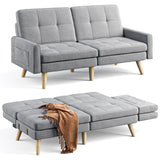 Small Sofa Couch Bed with Adjustable Backrest for Living Room - Light Gray