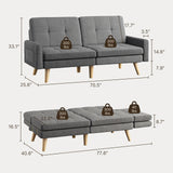 Small Sofa Couch Bed with Adjustable Backrest for Living Room - Dark Gray