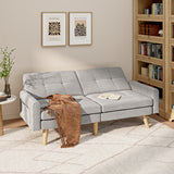 Small Sofa Couch Bed with Adjustable Backrest for Living Room - Light Gray