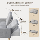 Small Sofa Couch Bed with Adjustable Backrest for Living Room - Light Gray