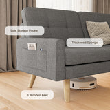 Small Sofa Couch Bed with Adjustable Backrest for Living Room - Dark Gray