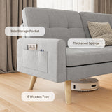 Small Sofa Couch Bed with Adjustable Backrest for Living Room - Light Gray