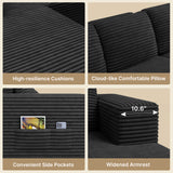 Asofer 105" Modular Sectional Couch, Boneless L-Shape Sofa with Upholstered Deep Seat, High Resilience Foam & Corduroy Fabric, No Assembly for Living Room, Black