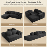Asofer 105" Modular Sectional Couch, Boneless L-Shape Sofa with Upholstered Deep Seat, High Resilience Foam & Corduroy Fabric, No Assembly for Living Room, Black